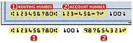 Routing number portion of a check