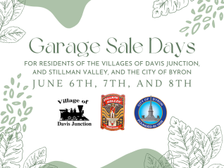 Garage sale days for 2024 will be june 6th, 7th, and 8th